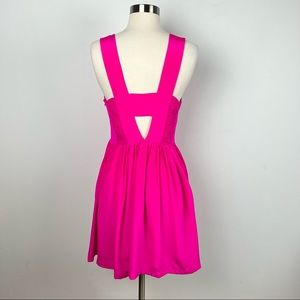 Amanda Uprichard Silk Hot Pink Summer Open Back Fit and Flare Barbie Dress NWT S